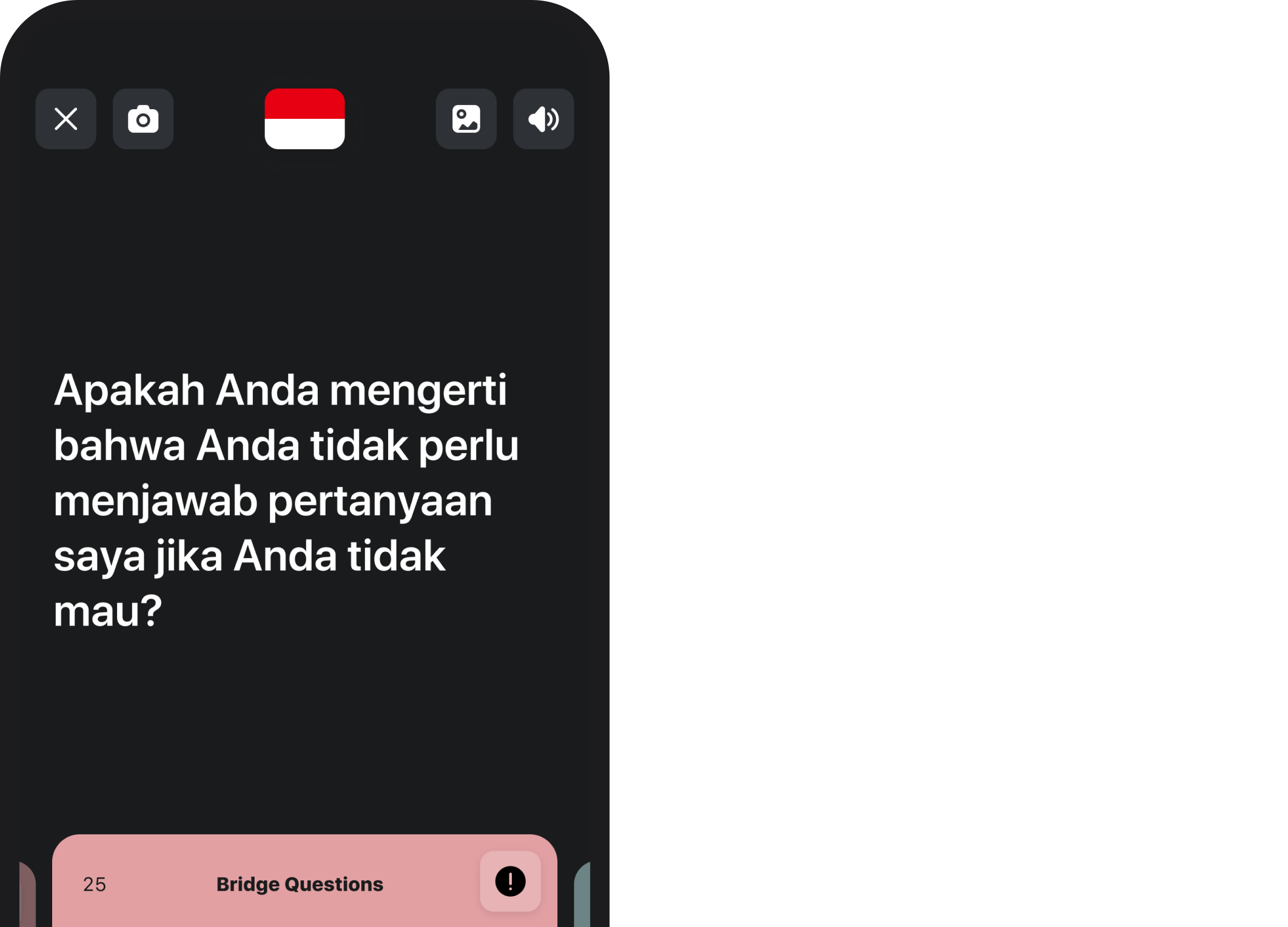 Screenshots of the Fish Talk app showing a phrase translated into Bahasa