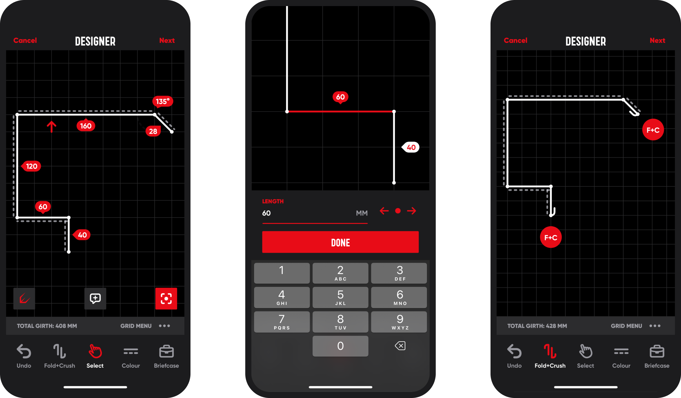Screenshots of the Flash It app showing the drawing interface
